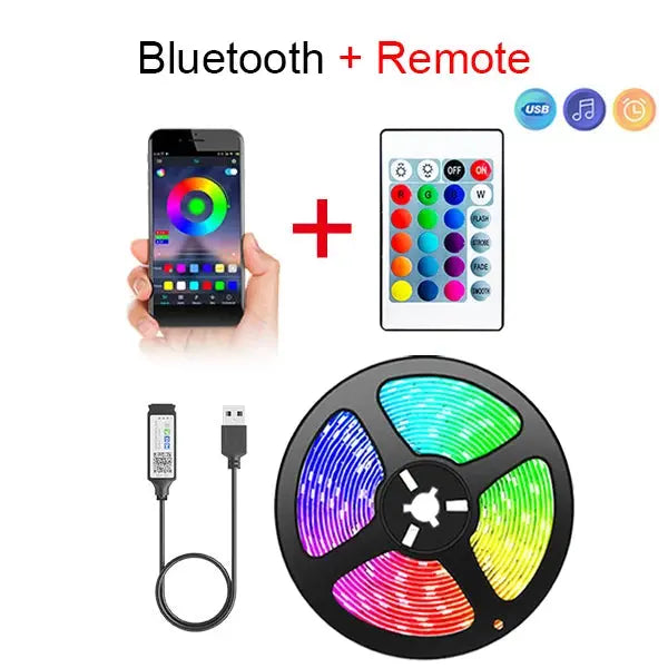 Tape Bluetooth USB LED Strip Light 5050 SMD 5V USB RGB Lights Flexible LED Lamp Tape Ribbon RGB Self-adhesive TV Desktop Diode fabbinventora.com