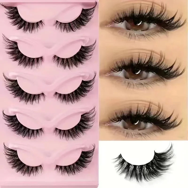 Hot Selling Makeup 5 Pairs Cat Eye Lashes Faux Eyelashes  Eye Elongated False Eyelashes fabbinventora.com
