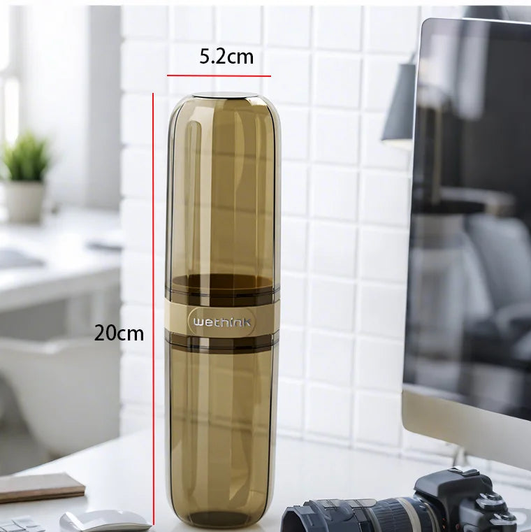 Portable toothbrush and toothpaste holder case for travel and camping use