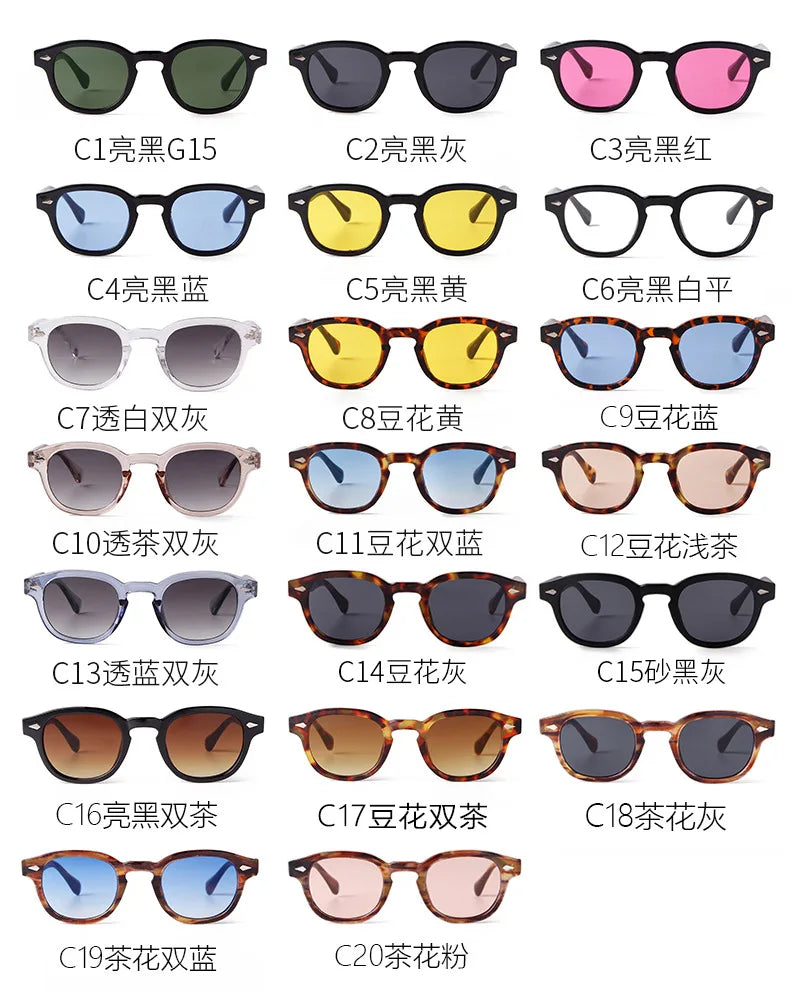 Vintage Fashion Shell Round Sunglasses Women Men 2024 Brand Design Retro Rivet Yellow Blue Lens Square Sun Glasses Female UV400 fabbinventora.com
