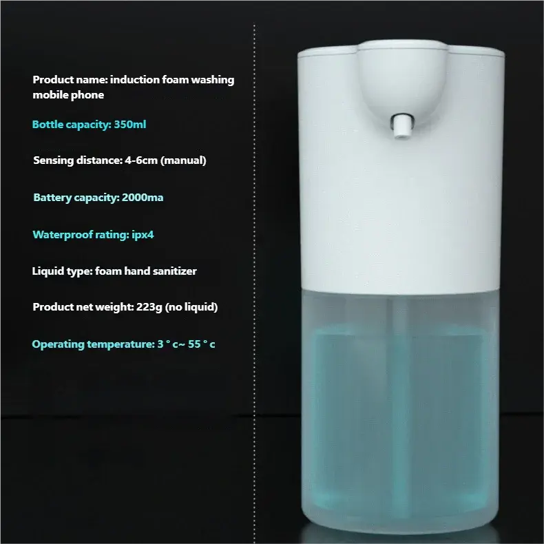 HOMEFISH Smart Sensor Automatic Soap Dispenser 350ml USB Charging Contactless Soap Foam Dispenser Hand Sanitizer Machine fabbinventora.com