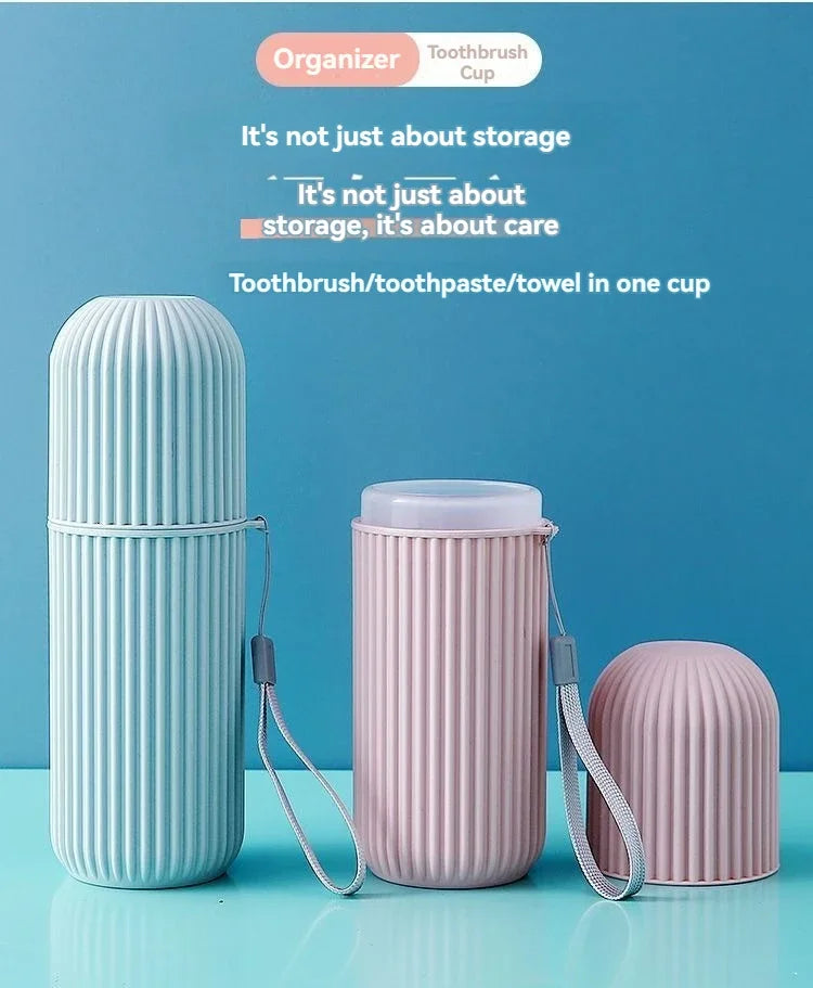 Portable toothbrush and toothpaste holder case for travel and camping use