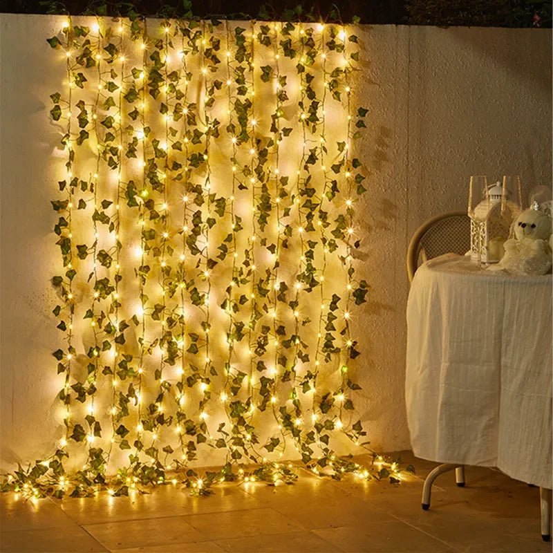 Flower Green Leaf String Lights Artificial Vine Fairy Lights Battery Powered Christmas Tree Garland Light for Weeding Home Decor fabbinventora.com