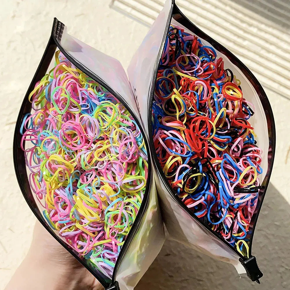 500/1000/2000pcs Girls Colourful Disposable Rubber Band Hair Ties Headband Children Ponytail Holder Bands Kids Hair Accessories fabbinventora.com