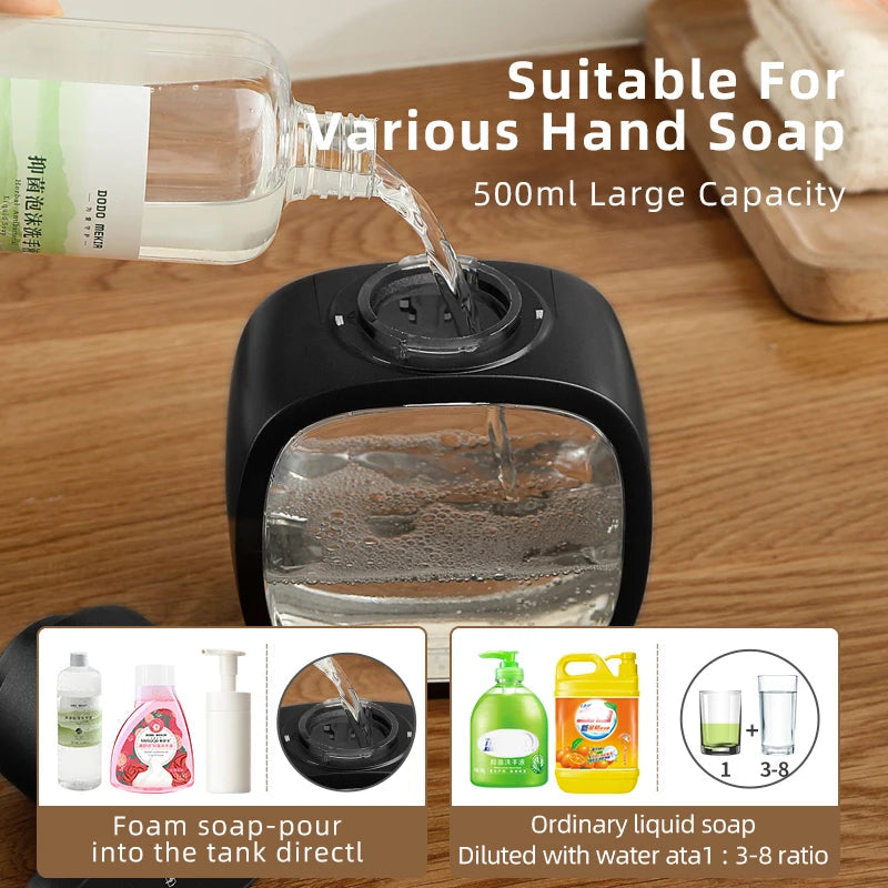 New Wall Mounted Automatic Soap Dispenser Foam Smart Hand Washing Machine 500ml Liquid Rechargeable Bathroom Induction Sensor fabbinventora.com