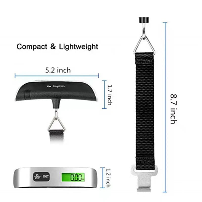 Portable Scale Digital LCD Display 110lb/50kg Electronic Luggage Hanging Suitcase Travel Weighs Baggage Bag Weight Balance Tools fabbinventora.com