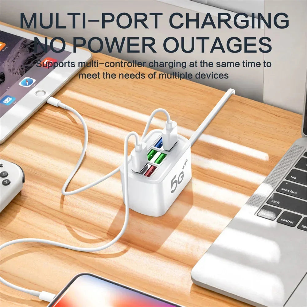 Fast USB Charger 6 in 1 Power Strip Desktop Charging Station Fast Charging 1m Cord USB HUB Adapter Socket for iPhone 16 Home fabbinventora.com