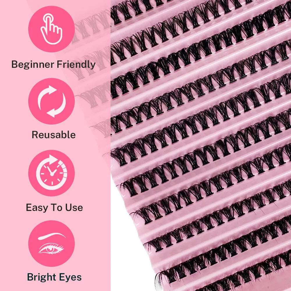 MJ Individual Lashes 8-16mm 200pcs Cluster Lashes Natural Look Mixed Tray DIY Eyelash Extension Volume Lash Clusters Eyelashes fabbinventora.com