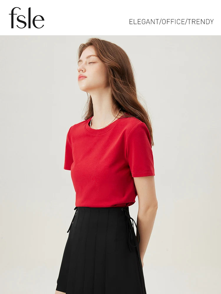 4 Colors Women Round Neck Casual Grey Summer T-Shirt Black Cotton Square Neck Short Sleeve Elastic Tees