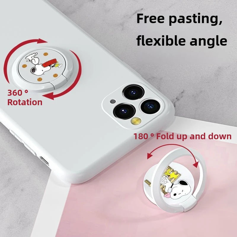 Snoopy Finger Ring Phone Holder 360° Rotation Foldable Desktop Phone Stand Grip Tok Bracket Lazy Bracket Phone Back Sticker Pad fabbinventora.com
