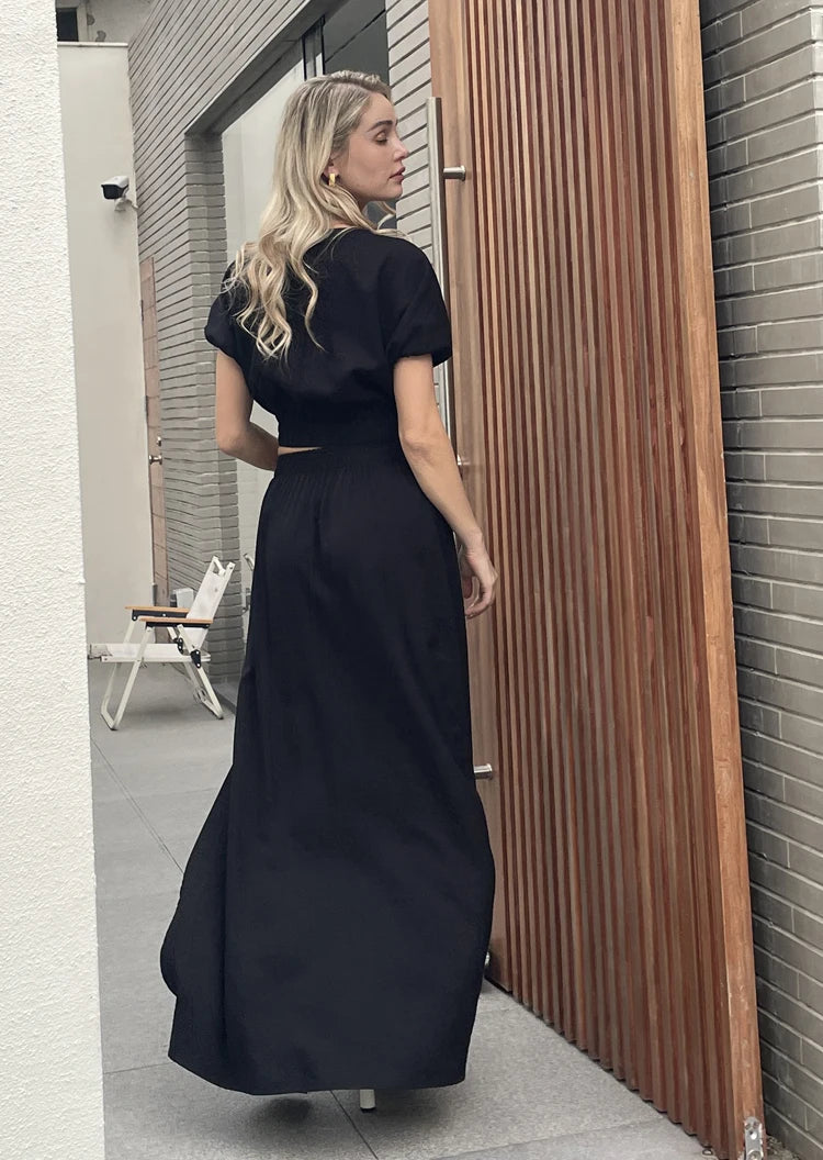 2025 Women Fashion Summer Top Shirt Two Peice Clothing Set White Black fabbinventora.com