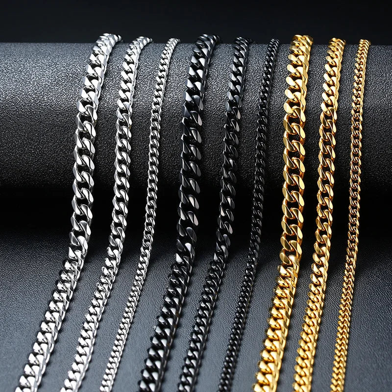 Vnox Cuban Chain Necklace for Men Women,Basic Punk Stainless Steel Curb Link Chain Chokers,Vintage Gold Color Solid Metal Collar fabbinventora.com