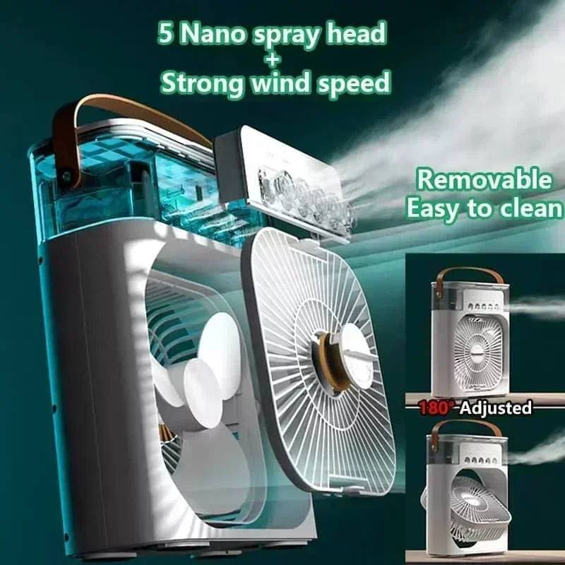 New 3 In 1 Fan AIr Conditioner Household Mini Air Cooler LED Night Light Portable Humidifier Air Adjustment Fan Office Home Fan fabbinventora.com