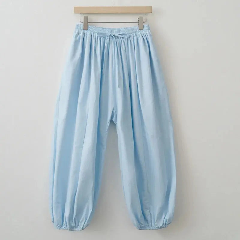 2025 Summer Trendy Linen Cotton Palazzo pants Women Bloomers Trousers fabbinventora.com