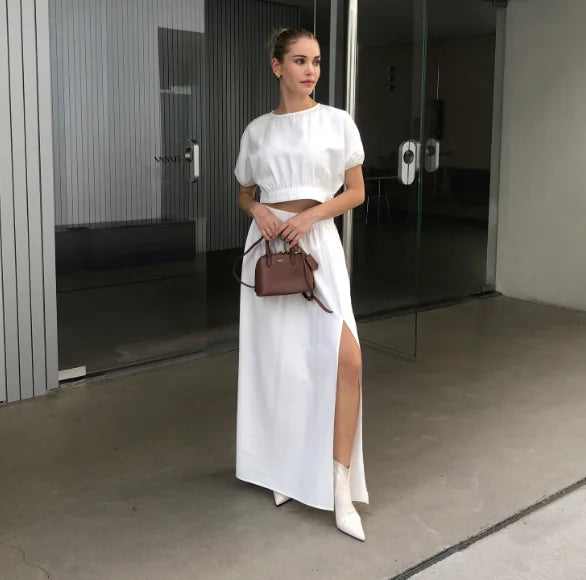 2025 Women Fashion Summer Top Shirt Two Peice Clothing Set White Black fabbinventora.com