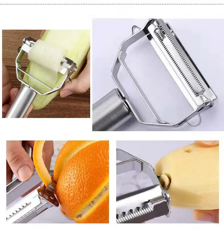 Kitchen Vegetable Peeler Stainless Steel Melon Planer Double-Head Peeler Household Multiple-Function Fruit And Vegetable Peeler fabbinventora.com