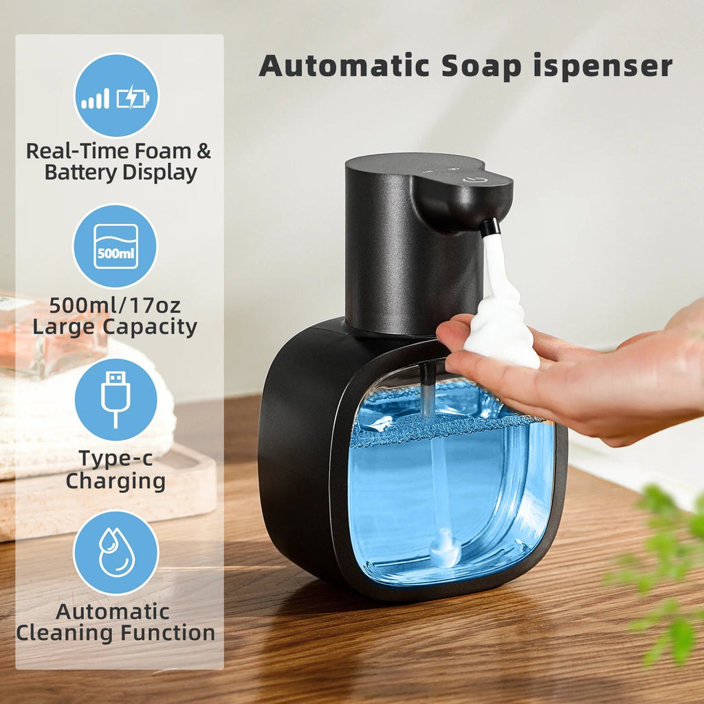 New Wall Mounted Automatic Soap Dispenser Foam Smart Hand Washing Machine 500ml Liquid Rechargeable Bathroom Induction Sensor fabbinventora.com