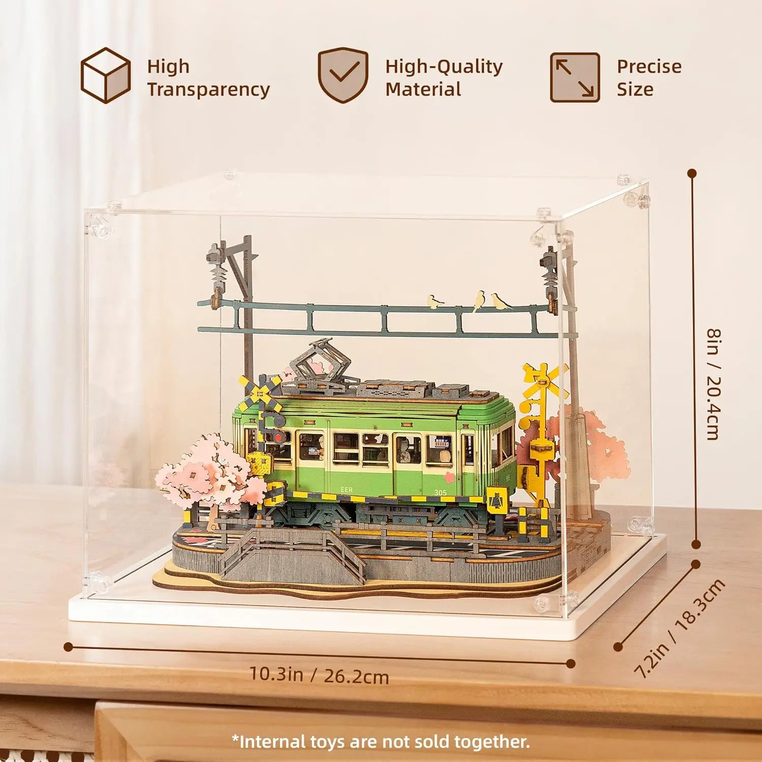 Robotime Sakura Journey Tram 3D wooden puzzle with LED lights decor