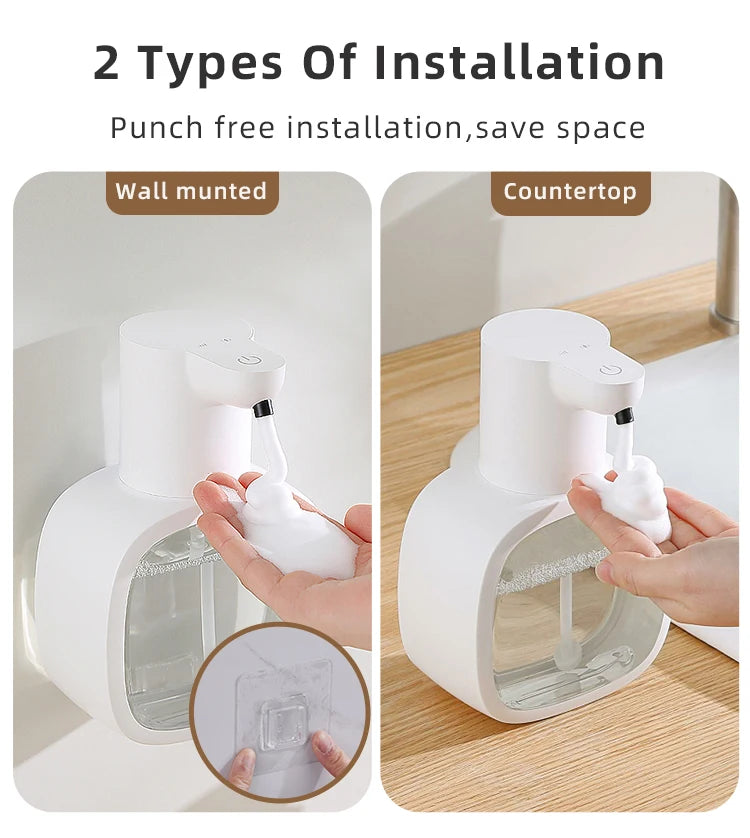 Wall mounted automatic foam soap dispenser with sensor and rechargeable battery