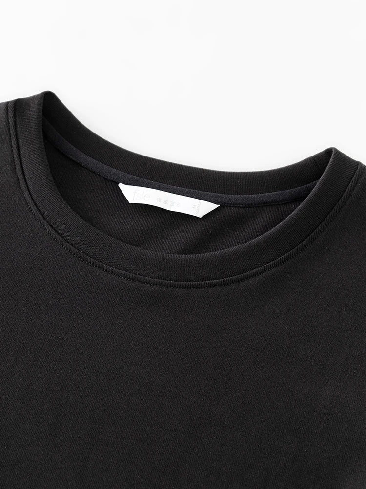 4 Colors Women Round Neck Casual Grey Summer T-Shirt Black Cotton Square Neck Short Sleeve Elastic Tees