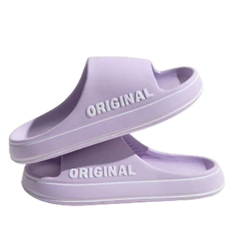 Feslishoet Women Letter Slippers Beach Slides Solid Color Mens Thick Sole Indoor Bathroom Anti Slip Shoes Summer Couple Sandals fabbinventora.com