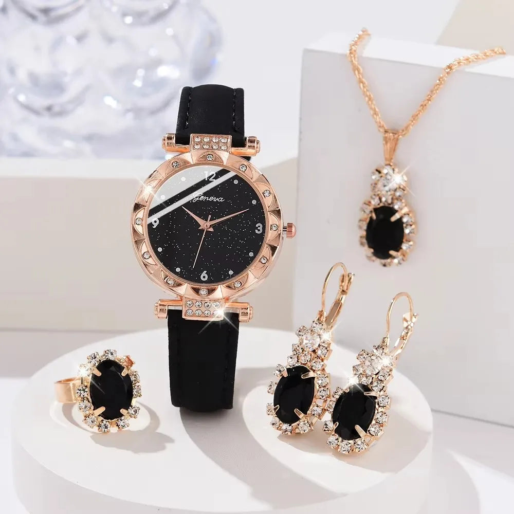 Womens Watches 5Pcs Set Luxury Rhinestone Women Fashion Elegant Wristwatch Quartz Watch For Girl WristWatch Bracelet Gift fabbinventora.com