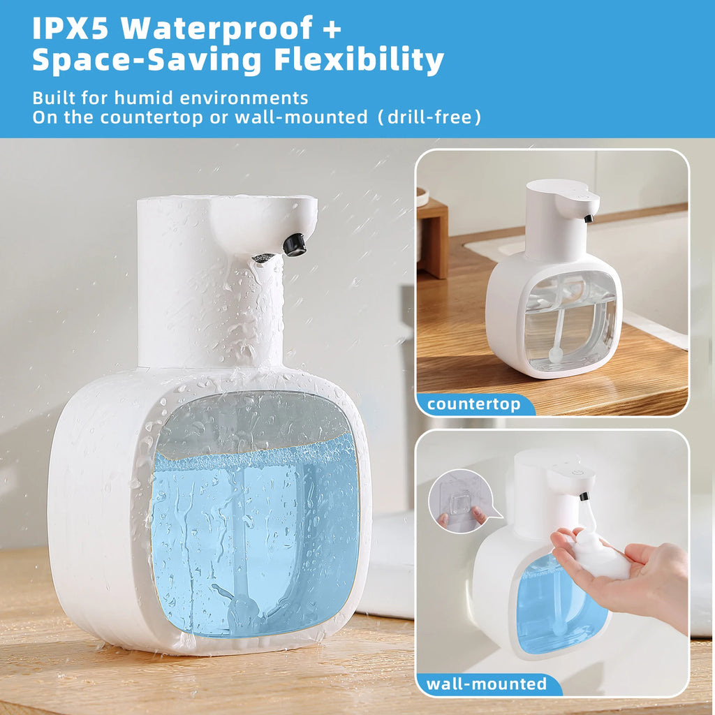 Wall mounted automatic foam soap dispenser with sensor and rechargeable battery