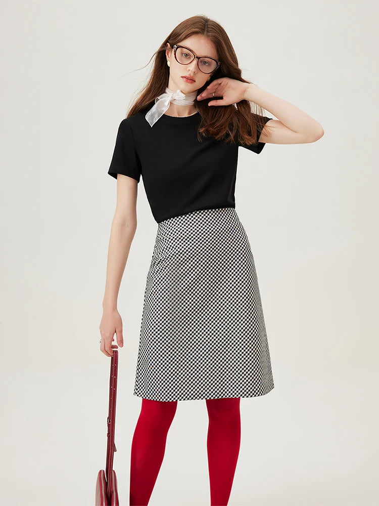 4 Colors Women Round Neck Casual Grey Summer T-Shirt Black Cotton Square Neck Short Sleeve Elastic Tees