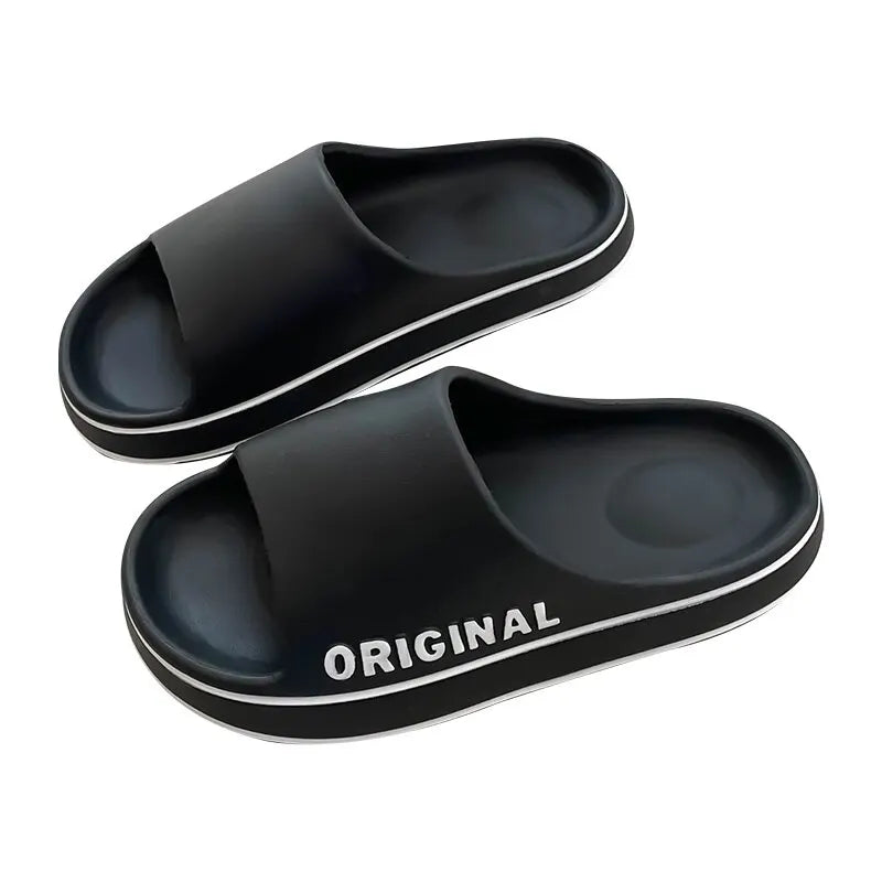 Feslishoet Women Letter Slippers Beach Slides Solid Color Mens Thick Sole Indoor Bathroom Anti Slip Shoes Summer Couple Sandals fabbinventora.com