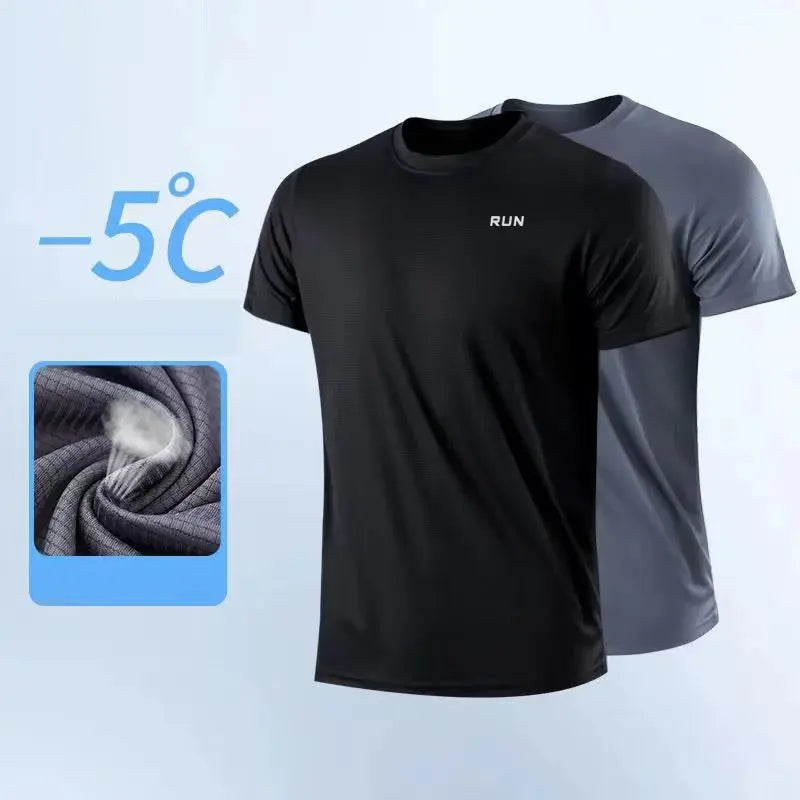 Men's Quick Dry Short Sleeve Gym Running Moisture Wicking Round Neck T-Shirt Training Exercise Gym Sport Shirt Tops Lightweight fabbinventora.com