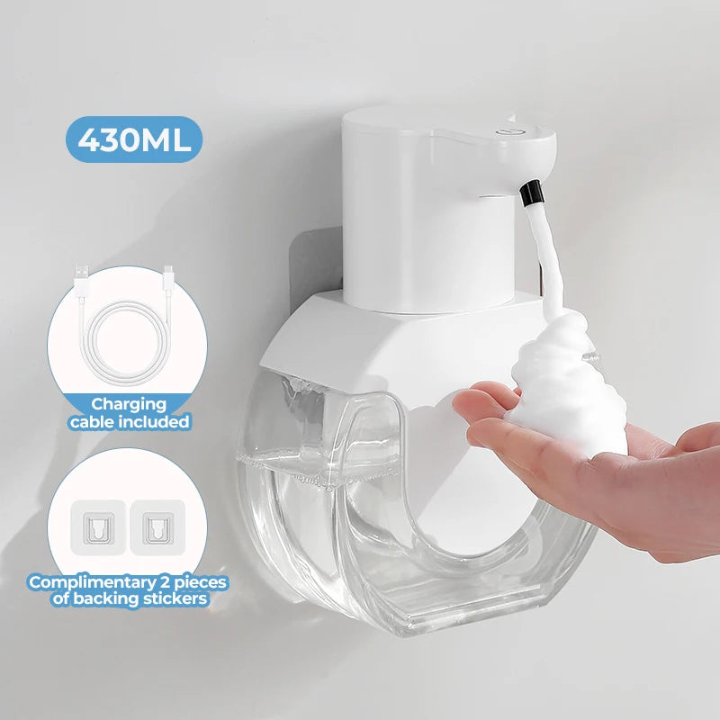 Wall mounted automatic foam soap dispenser with sensor and rechargeable battery