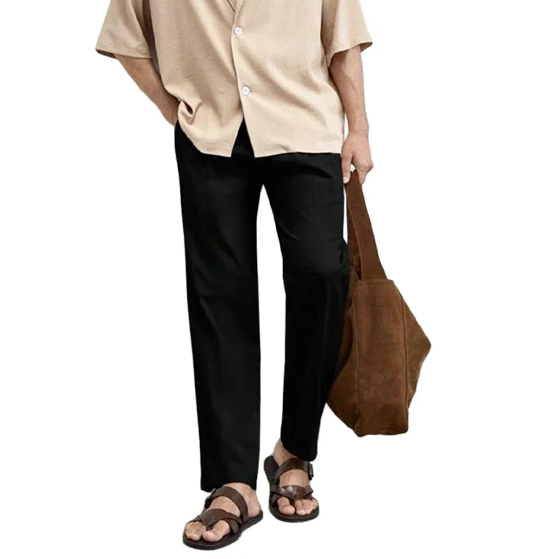 New Men's Drapey Dress Pants, Slightly Tapered, Loose Fit, Korean Style, Elegant and Casual, Solid Color, with a High-End Drape Effect fabbinventora.com