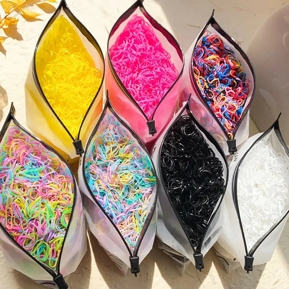 500/1000/2000pcs Girls Colourful Disposable Rubber Band Hair Ties Headband Children Ponytail Holder Bands Kids Hair Accessories fabbinventora.com