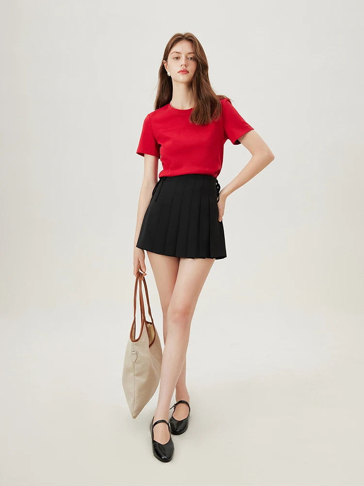 4 Colors Women Round Neck Casual Grey Summer T-Shirt Black Cotton Square Neck Short Sleeve Elastic Tees