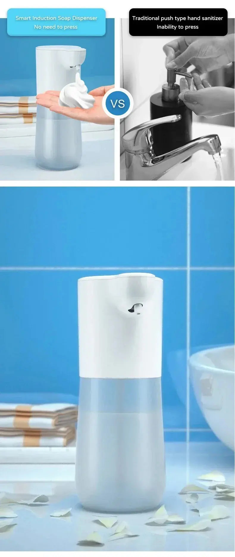 Automatic Soap Dispenser Soap Foam Dispenser Smart Sensor Soap Dispenser Contactless USB Charging 350ml Hand Sanitizer Machine fabbinventora.com