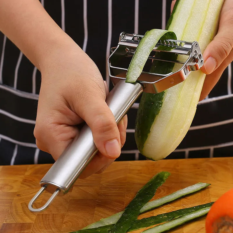 Kitchen Vegetable Peeler Stainless Steel Melon Planer Double-Head Peeler Household Multiple-Function Fruit And Vegetable Peeler fabbinventora.com