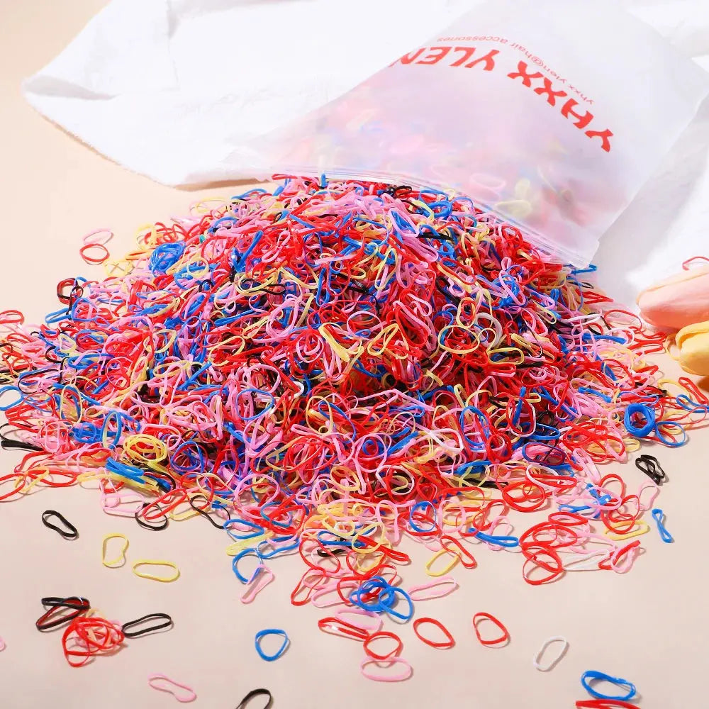 500/1000/2000pcs Girls Colourful Disposable Rubber Band Hair Ties Headband Children Ponytail Holder Bands Kids Hair Accessories fabbinventora.com
