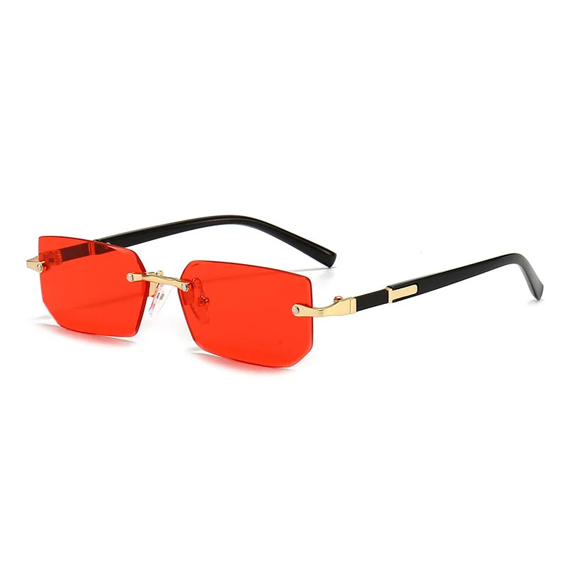 Rimless Sunglasses Rectangle Fashion Popular Women Men Shades Small Square Sun Glasses For Female Male Summer Traveling Oculos fabbinventora.com