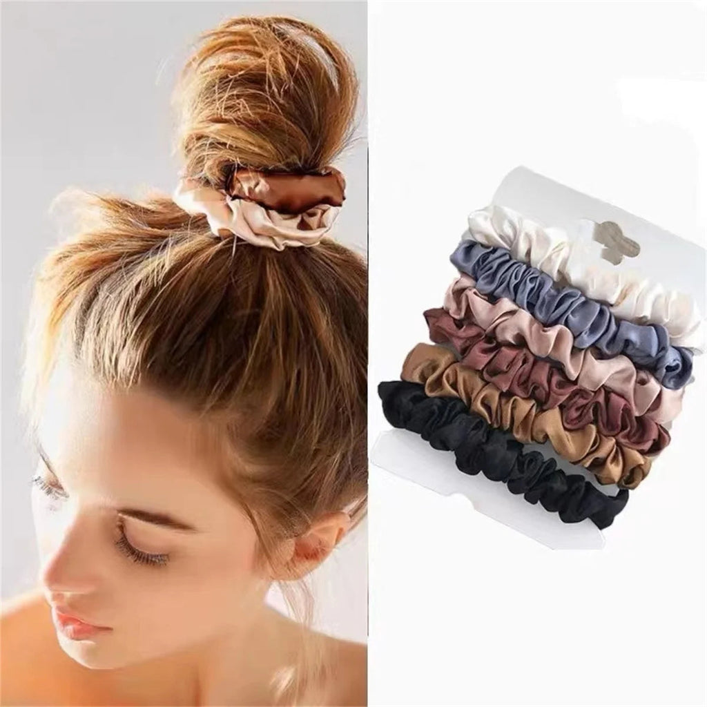 6pcs Satin Hair Scrunchies for Women - Softer Than Silk Scrunchies for Hair | Satin Scrunchies for Girls | fabbinventora.com