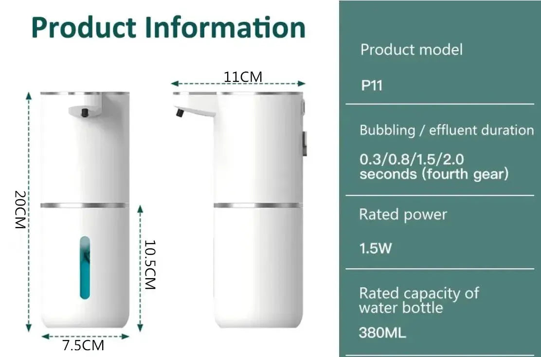 Automatic Soap Dispenser Touchless Foaming Soap Dispenser 380ml USB Rechargeable Electric 4 Level Adjustable Foam Soap Dispenser fabbinventora.com