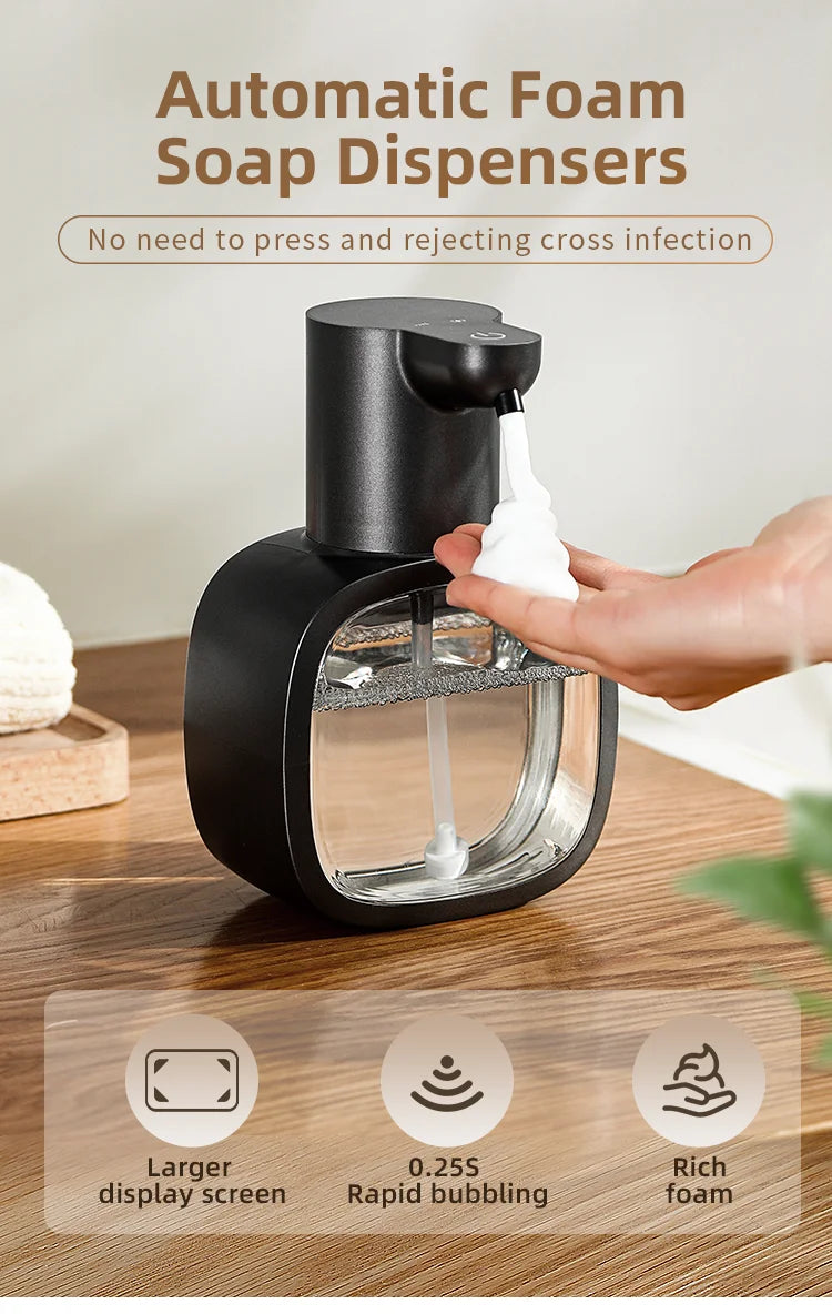 New Wall Mounted Automatic Soap Dispenser Foam Smart Hand Washing Machine 500ml Liquid Rechargeable Bathroom Induction Sensor fabbinventora.com
