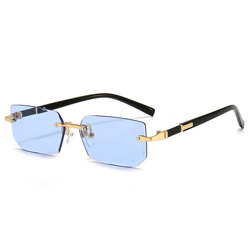 Rimless Sunglasses Rectangle Fashion Popular Women Men Shades Small Square Sun Glasses For Female Male Summer Traveling Oculos fabbinventora.com
