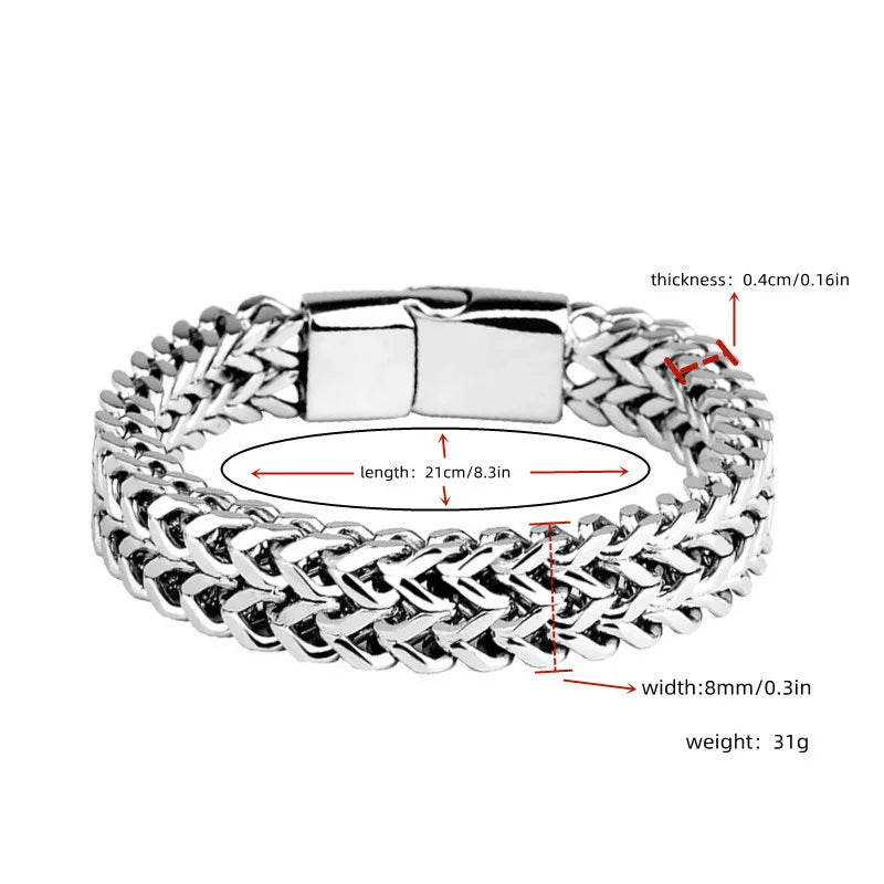 Stainless Steel Braided Double Row Front and Rear Fish Scale Alloy Magnetic Buckle Bracelet with Keel Jewelry New Model fabbinventora.com