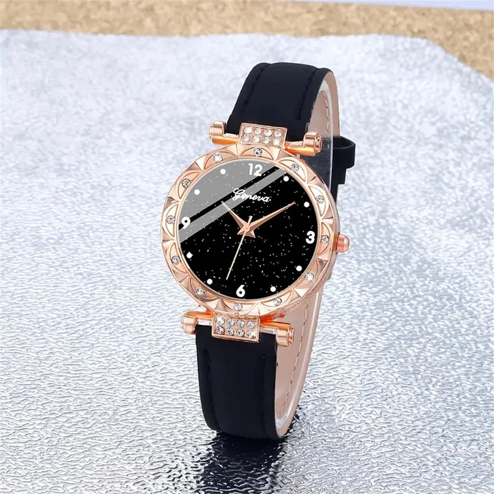 Womens Watches 5Pcs Set Luxury Rhinestone Women Fashion Elegant Wristwatch Quartz Watch For Girl WristWatch Bracelet Gift fabbinventora.com