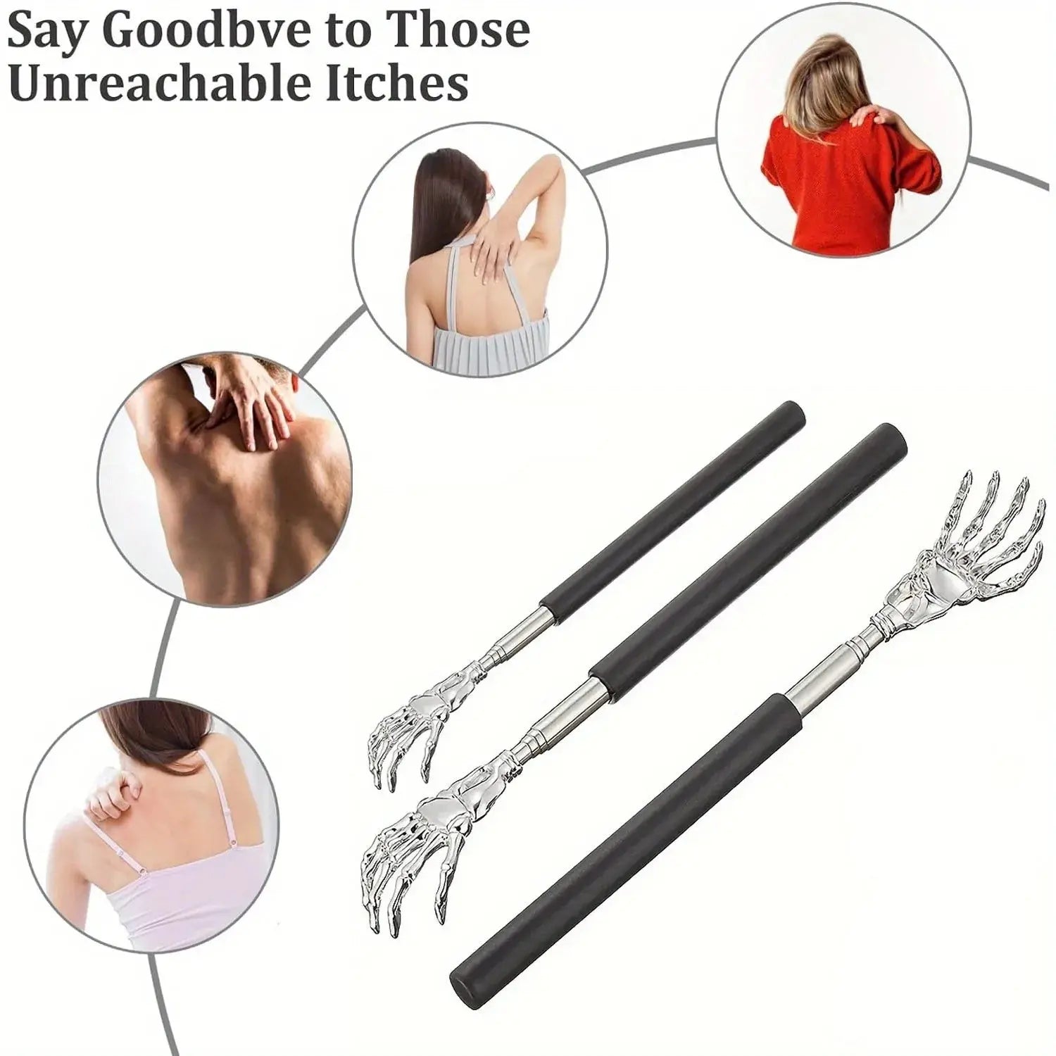 Portable Extendable Back Scratcher Stainless Steel Telescoping Back Scratcher for Both Human and Pets Extendable Back Massager fabbinventora.com
