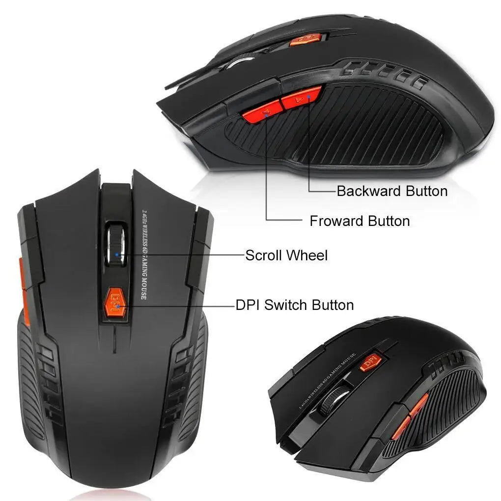 2.4G Wireless Mouse 1600DPI Optical Mouse Gamer for Computer 6 Buttons Wireless Mice with USB Receiver for PC Laptop Accessories fabbinventora.com