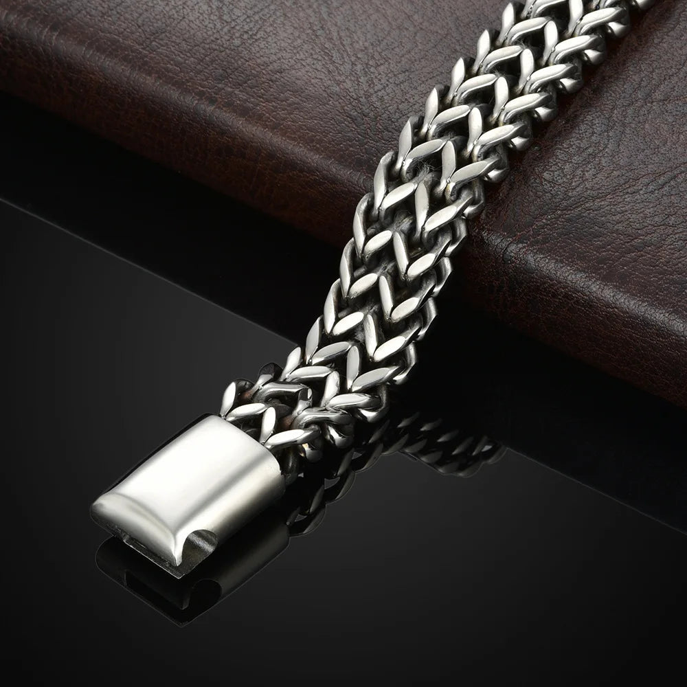 Stainless Steel Braided Double Row Front and Rear Fish Scale Alloy Magnetic Buckle Bracelet with Keel Jewelry New Model fabbinventora.com