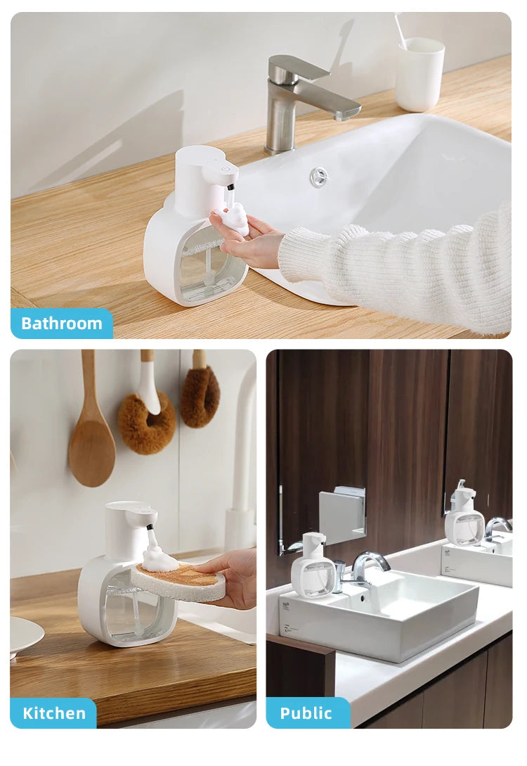 Wall mounted automatic foam soap dispenser with sensor and rechargeable battery