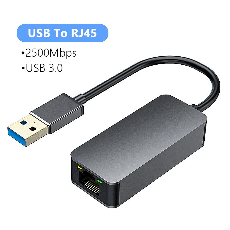 2500Mbps USB 3.0 Type-C To RJ45 Network Card 2.5G Adapter Gigabit Ethernet Converter Lan Hub For PC Laptop For Windows 8.1/10/11 fabbinventora.com
