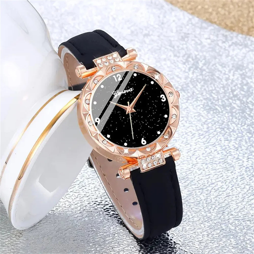 Womens Watches 5Pcs Set Luxury Rhinestone Women Fashion Elegant Wristwatch Quartz Watch For Girl WristWatch Bracelet Gift fabbinventora.com